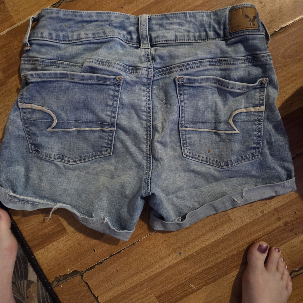American Eagle Outfitters Light Blue Denim Cuffed Shorts